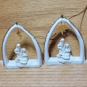 2 Holy Family Mary, Jesus, Joseph Christmas Tree Ornaments